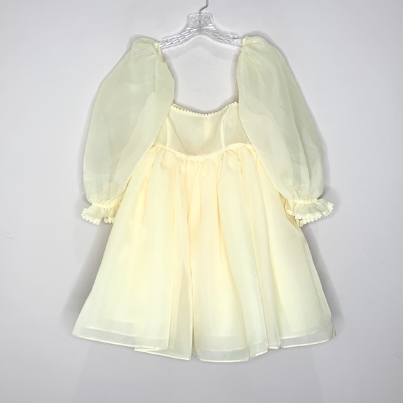 NEW Selkie The Baby Banana Puff Organza Mini Dress Sz XS - Picture 7 of 16